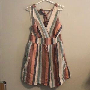 Multi-Color Striped Halter Sun Dress w Pockets!